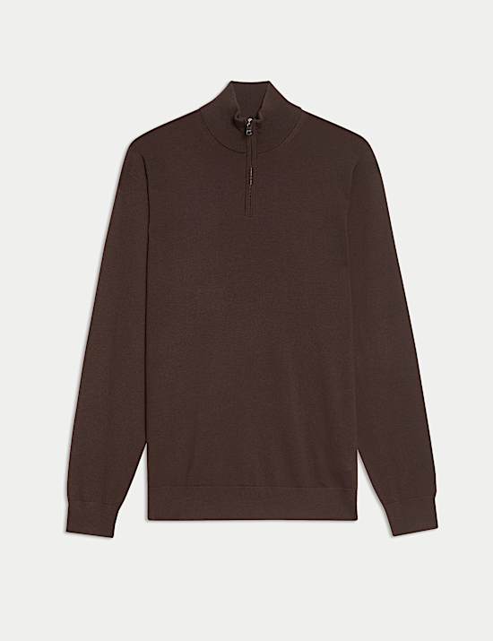 Pure Extra Fine Merino Wool Half Zip Jumper