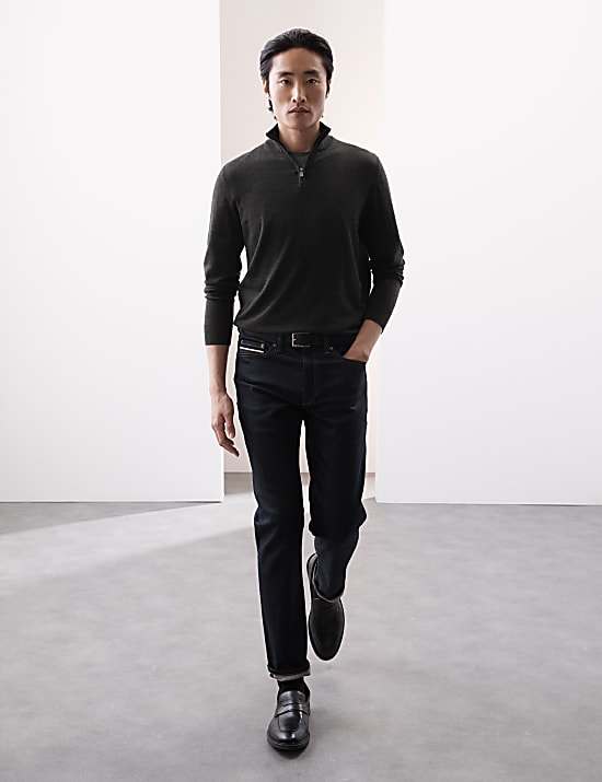 Jersey con media cremallera 100% lana merino extrafina