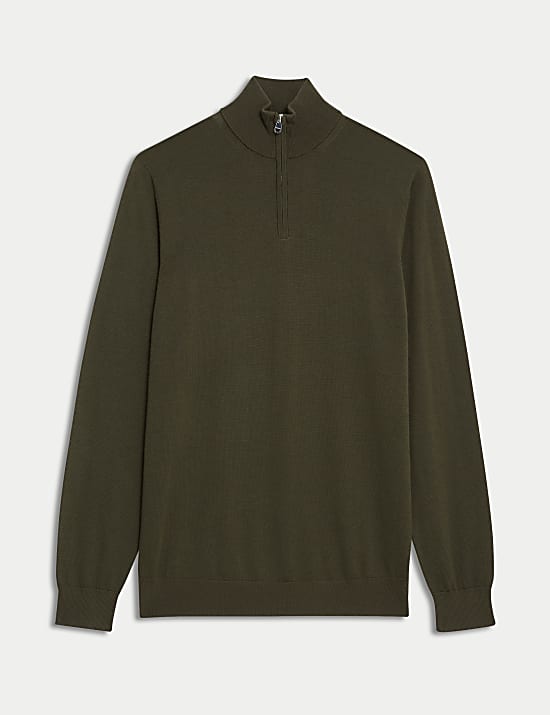 Pure Extra Fine Merino Wool Half Zip Jumper