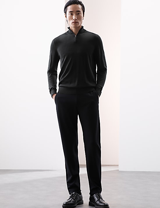 Pure Extra Fine Merino Wool Half Zip Jumper