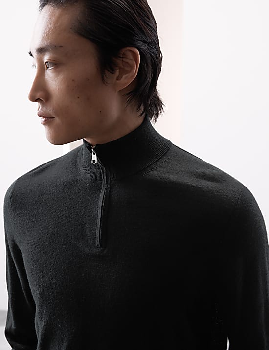 Pure Extra Fine Merino Wool Half Zip Jumper