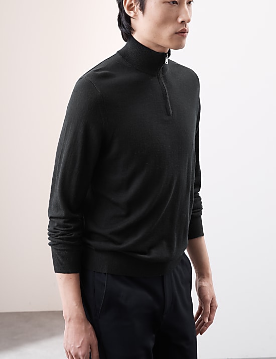 Pure Extra Fine Merino Wool Half Zip Jumper