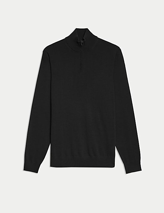 Pure Extra Fine Merino Wool Half Zip Jumper