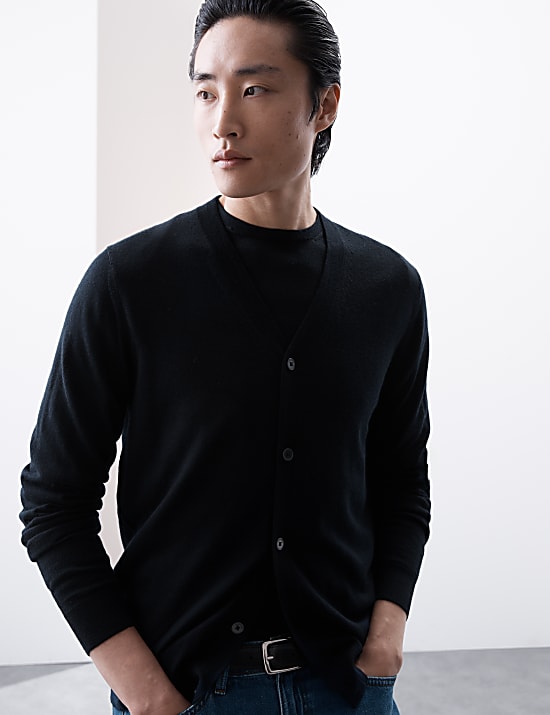 Pure Extra Fine Merino Wool V-Neck Cardigan