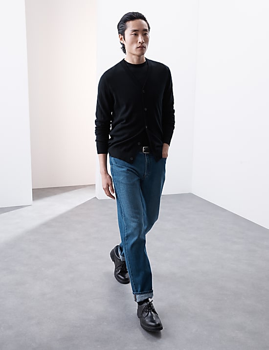 Pure Extra Fine Merino Wool V-Neck Cardigan