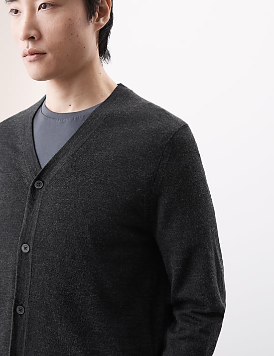 Pure Extra Fine Merino Wool V-Neck Cardigan