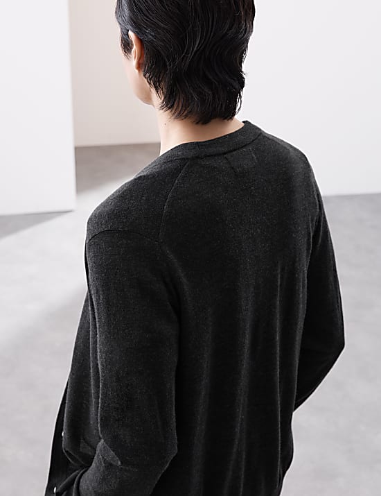 Pure Extra Fine Merino Wool V-Neck Cardigan