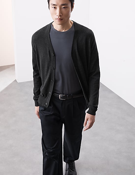 Pure Extra Fine Merino Wool V-Neck Cardigan