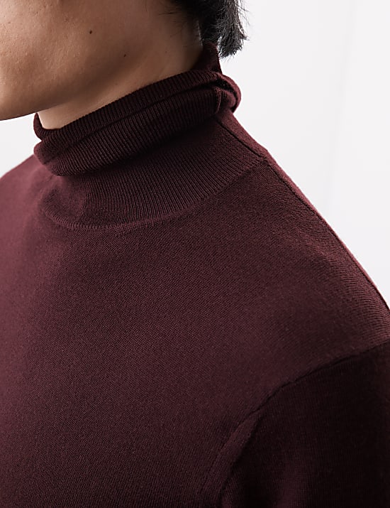 Πουλόβερ με γυριστό λαιμό από extra fine μαλλί Merino