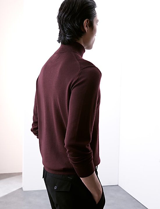 Πουλόβερ με γυριστό λαιμό από extra fine μαλλί Merino