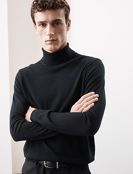 Pull 100 % laine m&eacute;rinos extra-fine &agrave; col roul&eacute;