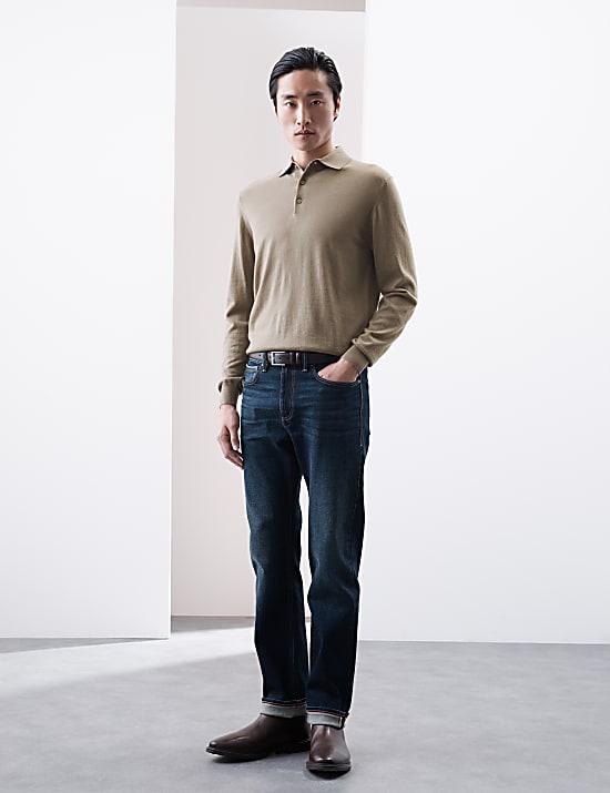 Pure Extra Fine Merino Wool Knitted Polo Shirt