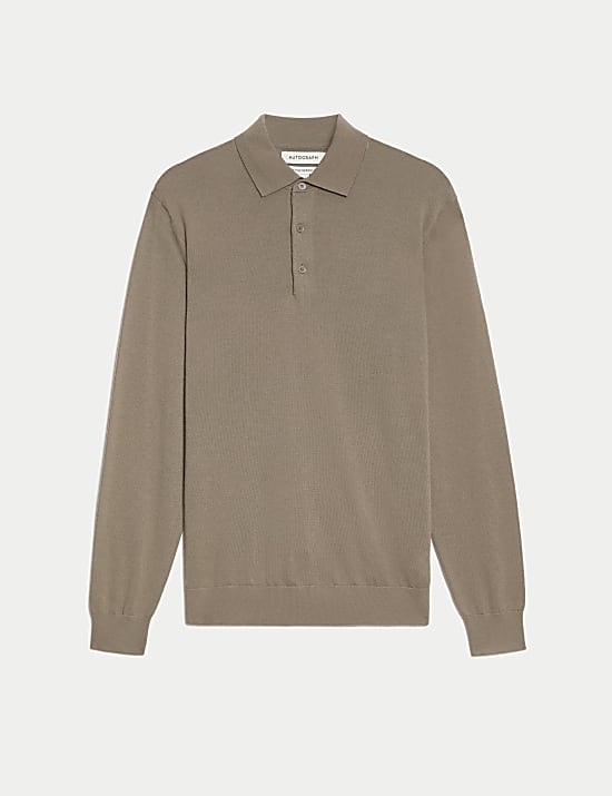 Pure Extra Fine Merino Wool Knitted Polo Shirt