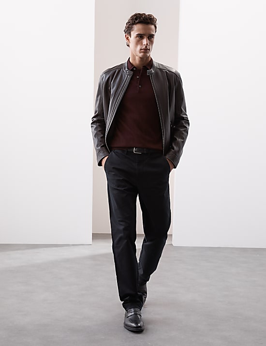 Πλεκτή μπλούζα πόλο από 100% εξαιρετικά λεπτό μαλλί Merino