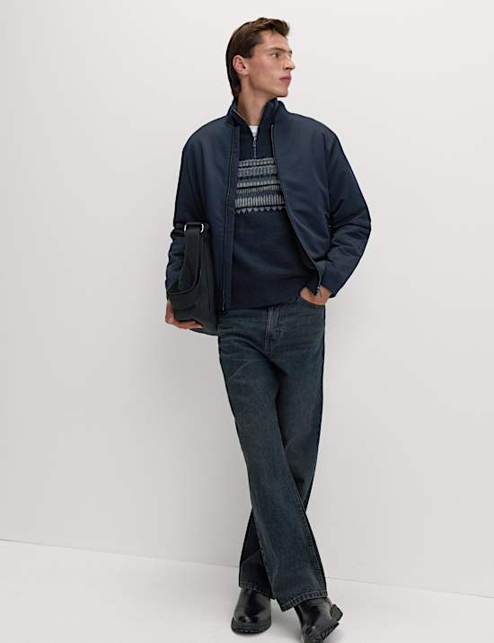 Striped Half Zip Soft Jumper