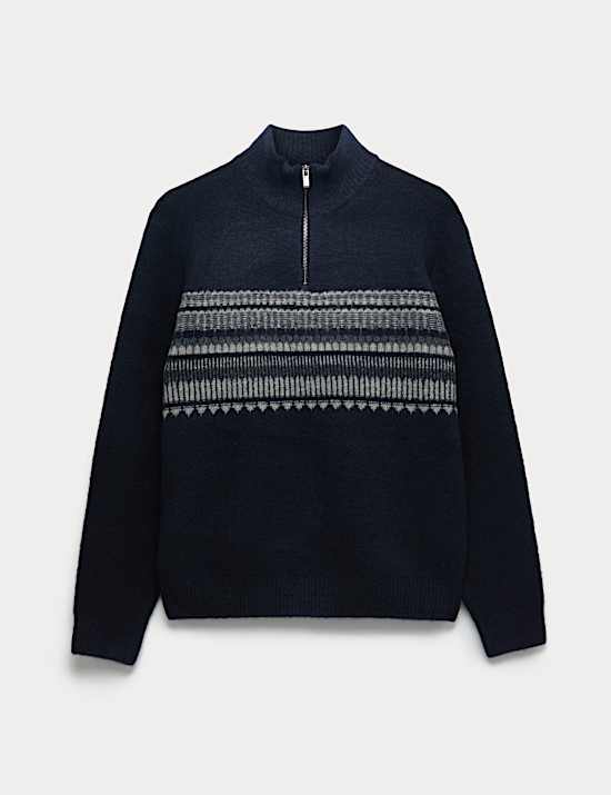 Striped Half Zip Soft Jumper