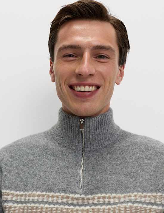 Striped Half Zip Soft Jumper