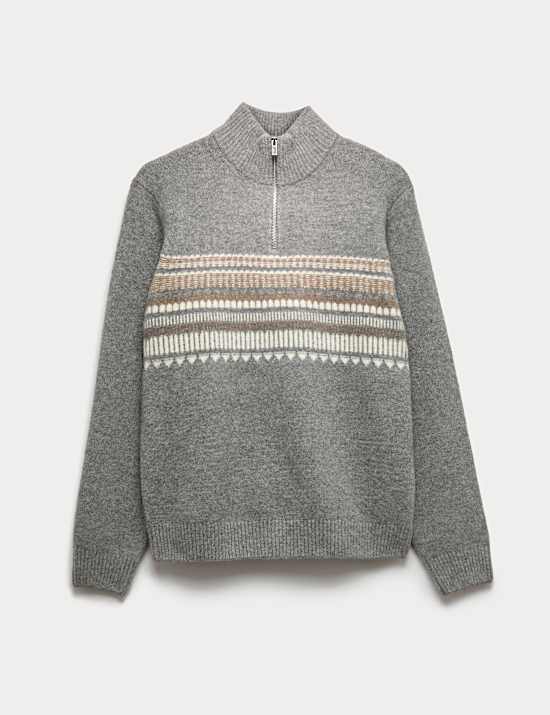 Striped Half Zip Soft Jumper