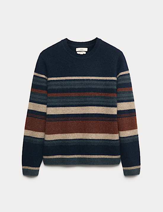 Hazy Striped Crew Neck Jumper with Wool