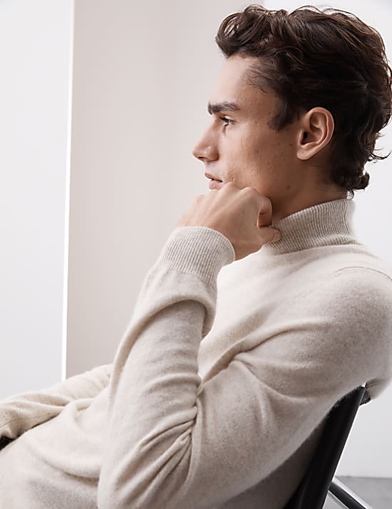 Pure Cashmere Roll Neck Jumper