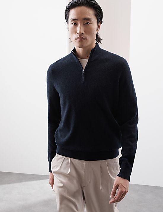 Πουλόβερ με φερμουάρ στο μισό μήκος από 100% κασμίρι