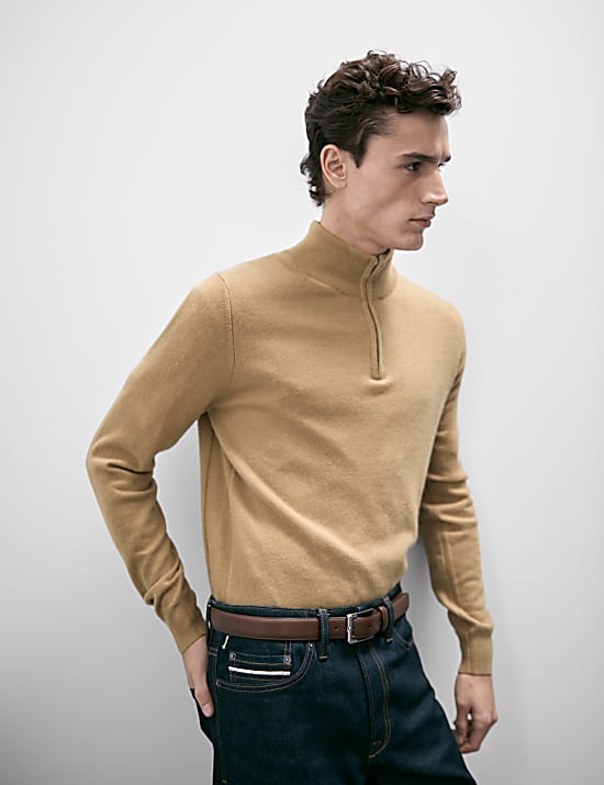 Πουλόβερ με φερμουάρ στο μισό μήκος από 100% κασμίρι