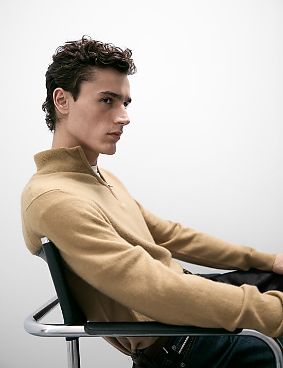 Πουλόβερ με φερμουάρ στο μισό μήκος από 100% κασμίρι