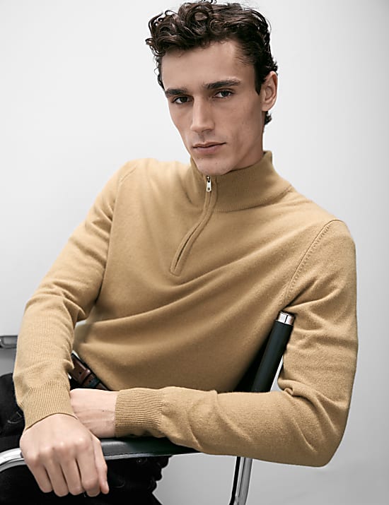 Πουλόβερ με φερμουάρ στο μισό μήκος από 100% κασμίρι