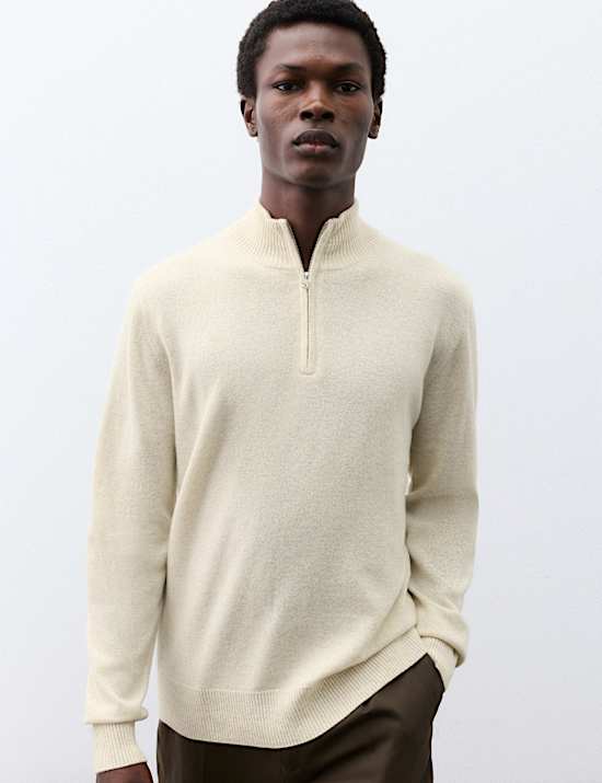 Jersey 100% cashmere con media cremallera