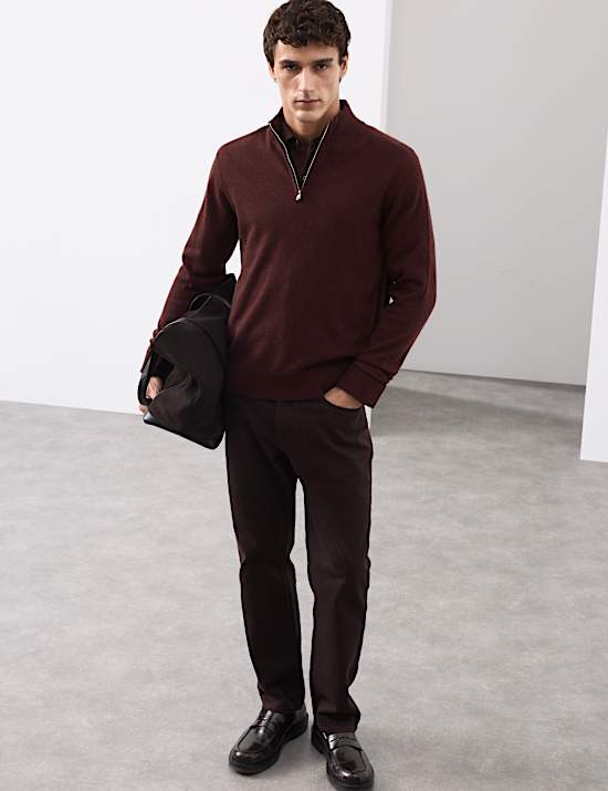 Pure Cashmere Textured Half Zip Jumper