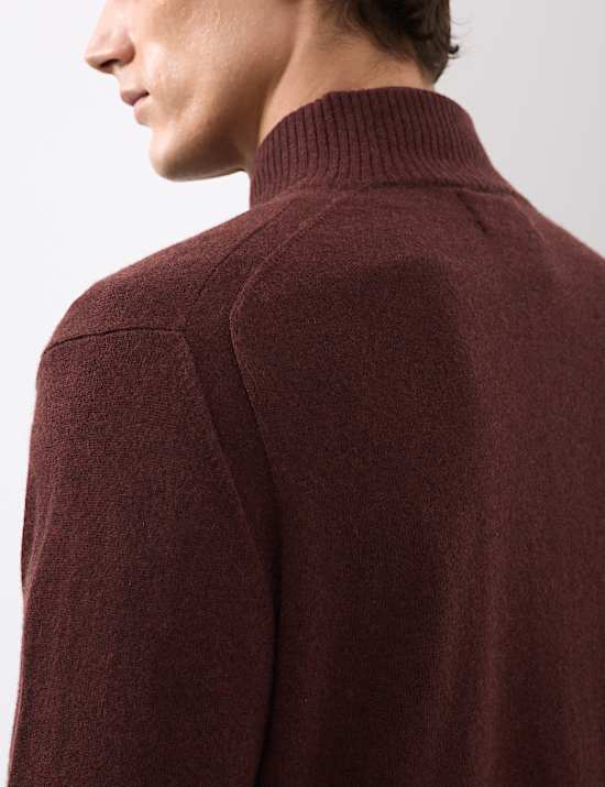 Pure Cashmere Textured Half Zip Jumper
