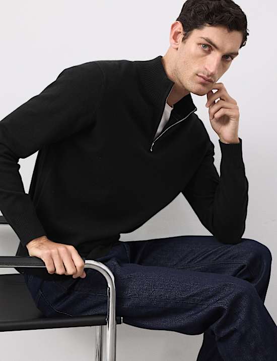 Pure Cashmere Half Zip Jumper