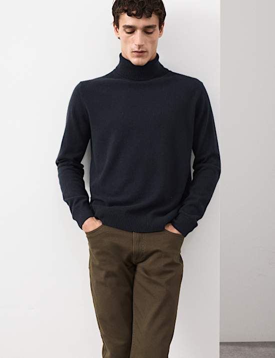 Pure Cashmere Roll Neck Jumper