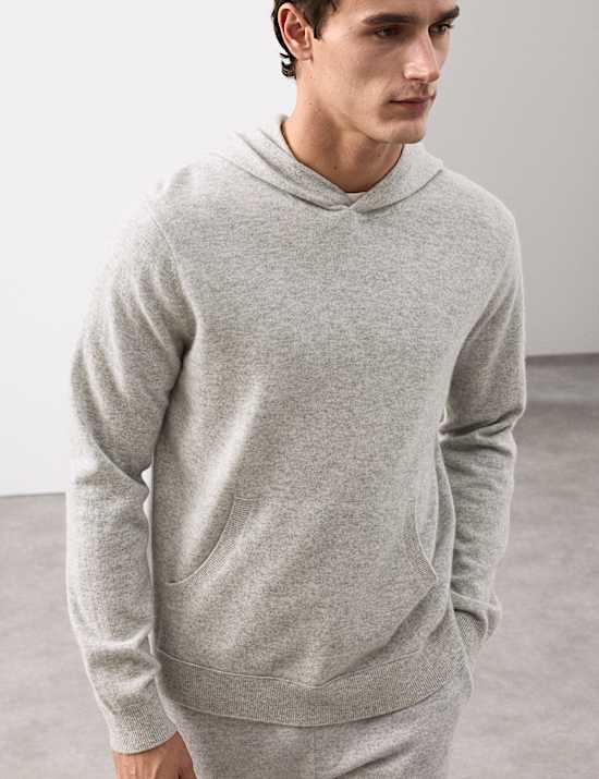 Sweat à capuche en maille 100 % cachemire