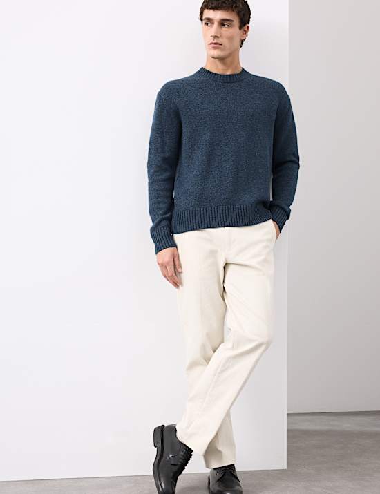 Cashmere and Wool Blend Crew Neck Jumper