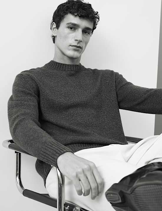 Cashmere and Wool Blend Crew Neck Jumper