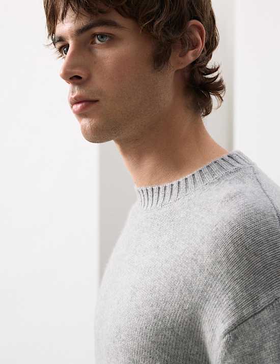 Pull à col rond en mélange laine et cachemire
