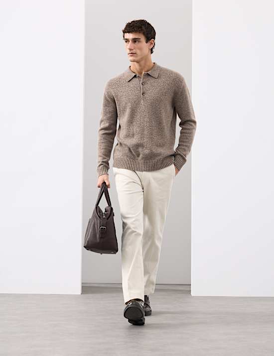 Cashmere and Wool Blend Relaxed Polo Jumper