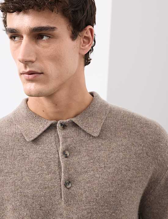 Cashmere and Wool Blend Relaxed Polo Jumper