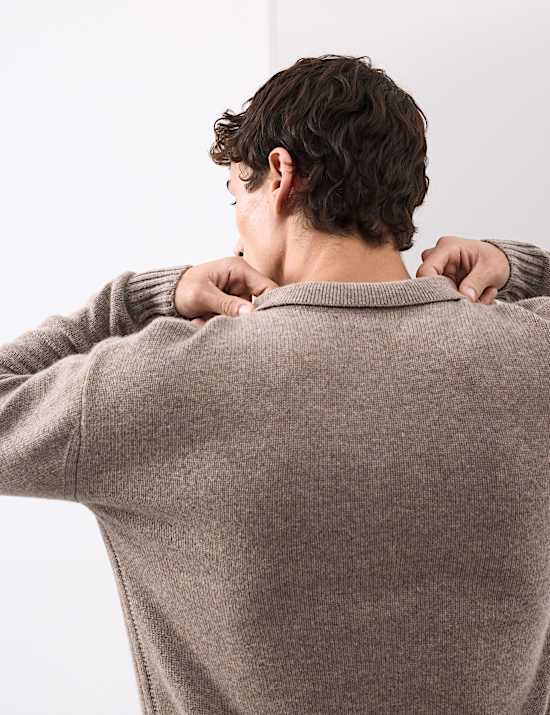 Cashmere and Wool Blend Relaxed Polo Jumper