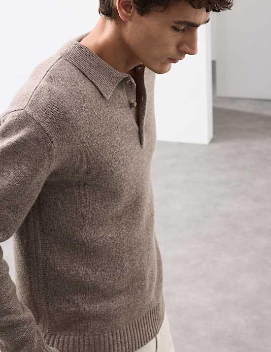 Cashmere and Wool Blend Relaxed Polo Jumper