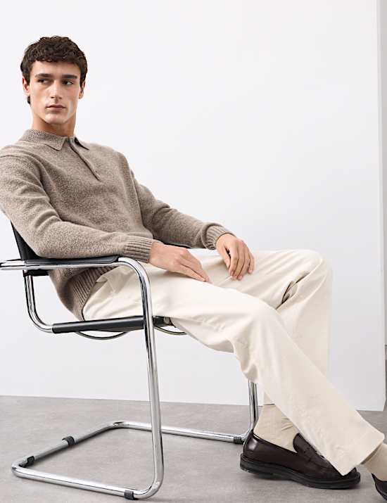 Cashmere and Wool Blend Relaxed Polo Jumper
