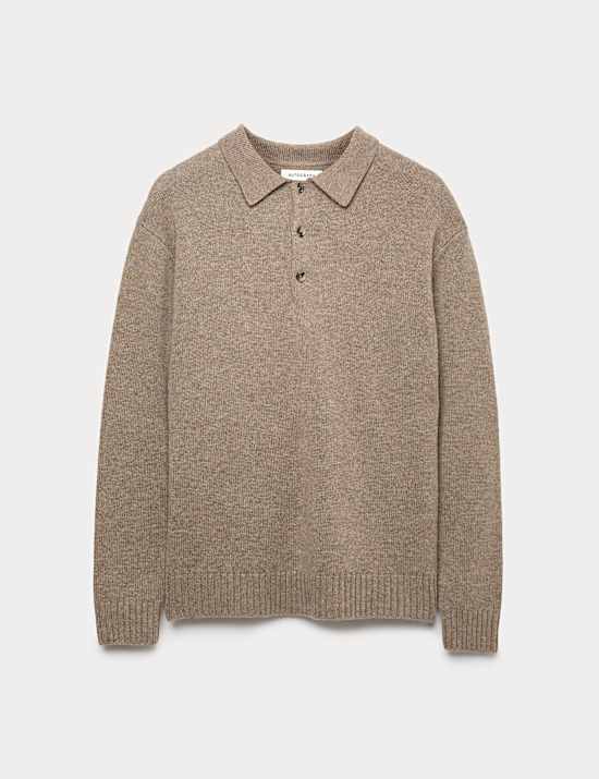 Cashmere and Wool Blend Relaxed Polo Jumper