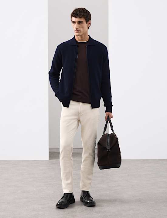 Cashmere and Wool Blend Collared Knitted Jacket