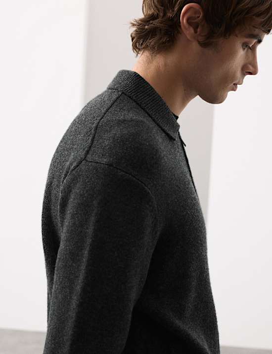 Cashmere and Wool Blend Collared Knitted Jacket