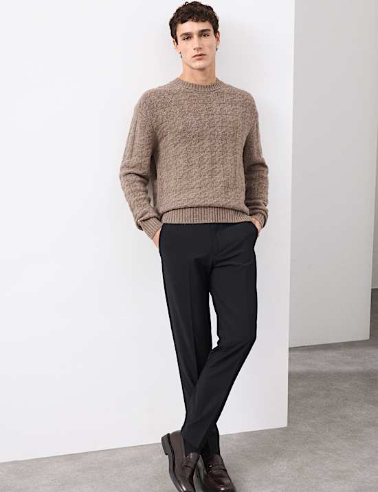 Pull en cachemire mélangé à encolure ronde et motif texturé