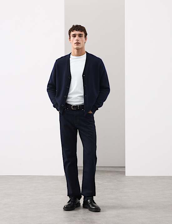 Kardigan z grubej dzianiny z mieszanki wełny i kaszmiru