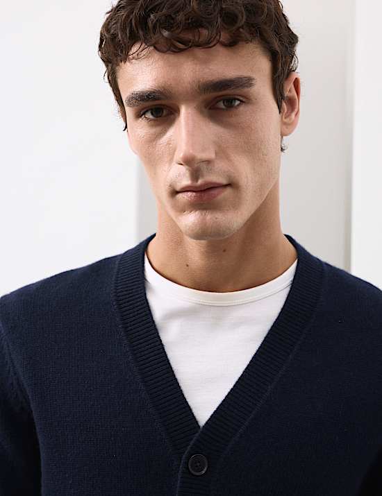 Kardigan z grubej dzianiny z mieszanki wełny i kaszmiru