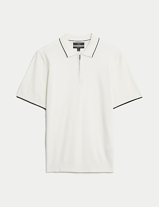 Cotton Rich Tipped Knitted Polo Shirt