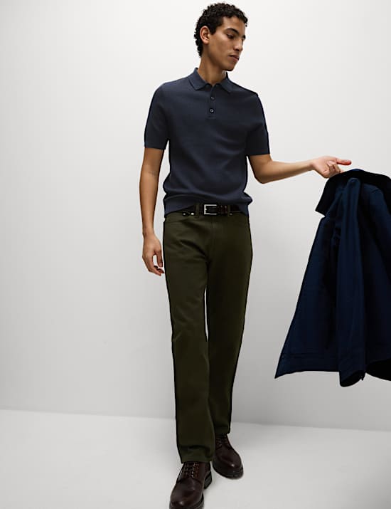 Cotton Rich Textured Knitted Polo Shirt